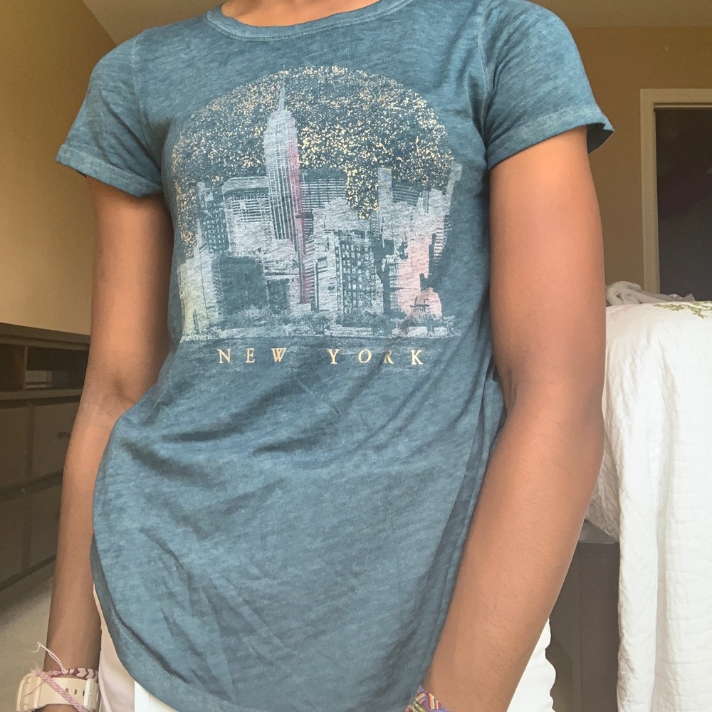 Turquoise t-shirt blouse